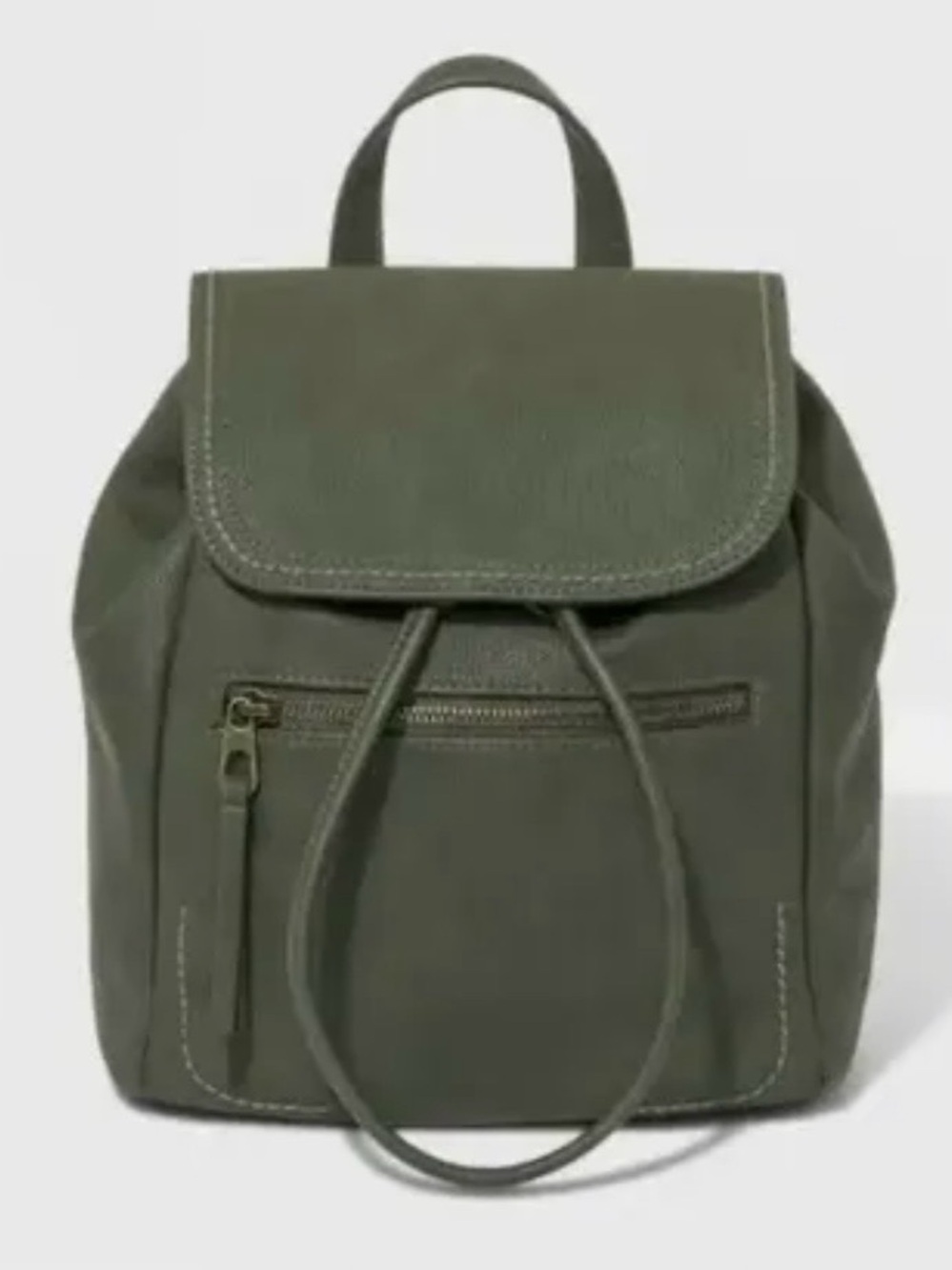 Universal Thread Olive Green Pebbled Leather Drawstring Backpack - Picture 13 of 14